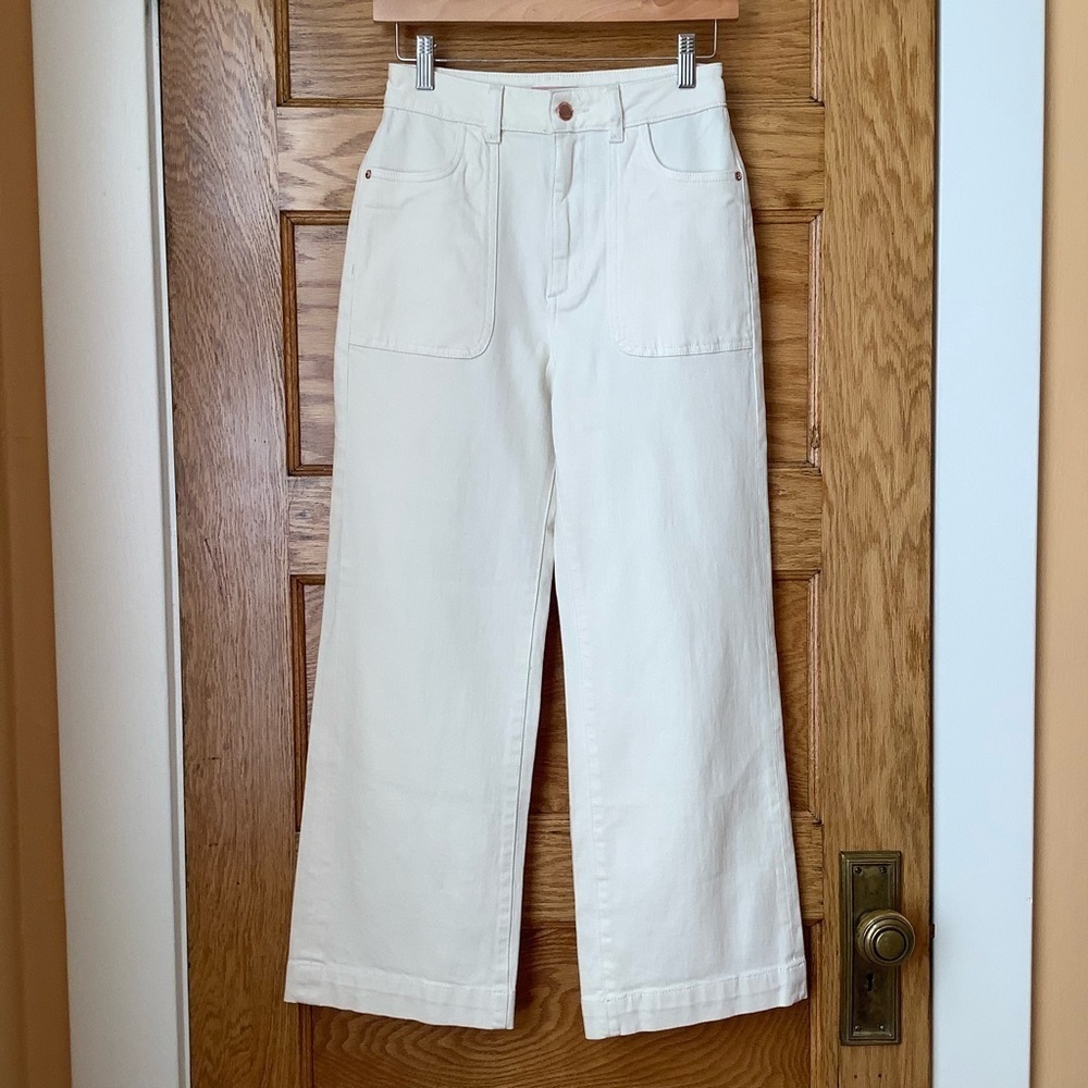 DL1961 Hepburn High Rise Wide Leg Ankle Jeans White Eggshell 25 EUC - Picture 4 of 16